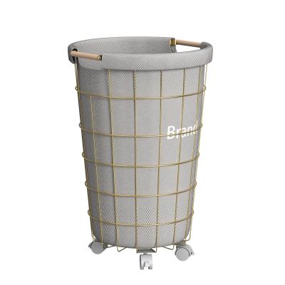 China Household Wire Laundry Hamper With Wheels Metal Clothes Hamper 400x419x583mm for sale