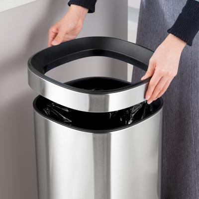 China Stainless Steel Sustainable Open Top Trash Bin Waste Management Trash Can for sale