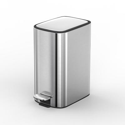 China Stainless Steel Rectangular Pedal Trash Bin For Home Kitchen 11.5L 18L 28L for sale