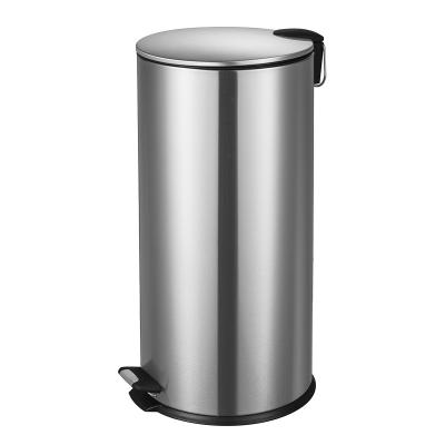 China 30L Soft Close Round Armor Pedal Trash Bin For Bathroom Waste Disposal System for sale