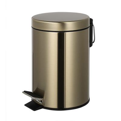 China Structure Foot Pedal Trash Bin Household Round Metal Stainless Steel 3L 5L 12L 20L 30L for sale