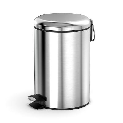 China Round Stainless Steel Foot Pedal Trash Can With Quiet Close Lid for sale