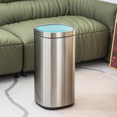 China 30L 40L 50L Household Office Touch Trash Can With Rolling Cover Stainless Steel for sale