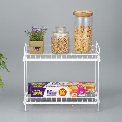 China 2 Layer Household Organizer Wire Basket With Non Folding Rack Spice Storage for sale