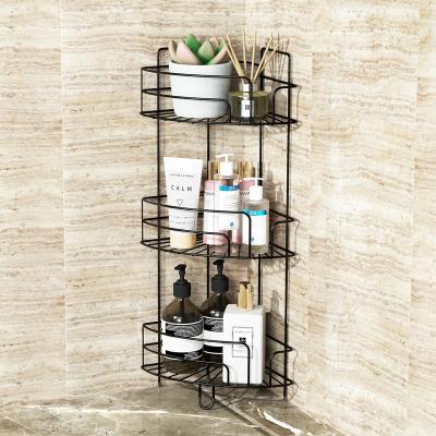 China Three-layer Iron Wire Rack Bathroom Corner Shelf  Shower Caddy Keep Sundries Tidy for sale