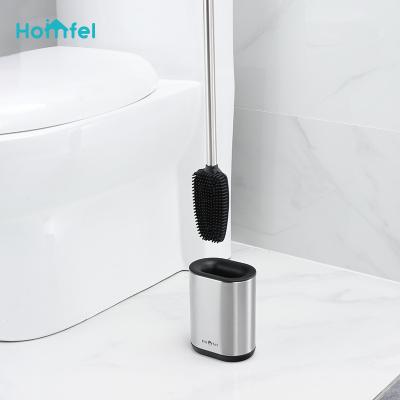 China Powder Coating TPR Toilet Cleaning Brush With Holder Freestanding Custom Logo for sale