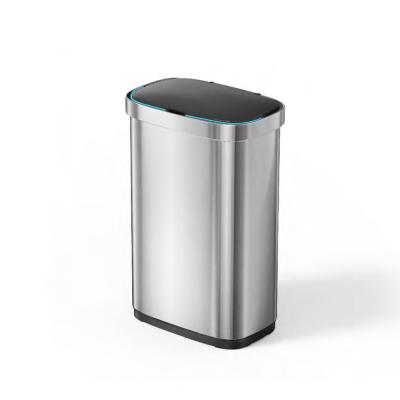 China Big Volume Steel Automatic Sensor Trash Bin Open Top Touchless Trash Can for sale