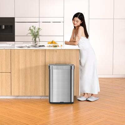 China Steel Smart Sensor Bin Household Rectangle Induction Type Automatic Trash Can for sale