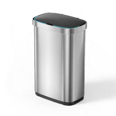 China Big Volume Steel Automatic Sensor Trash Bin Open Top Touchless Trash Can for sale