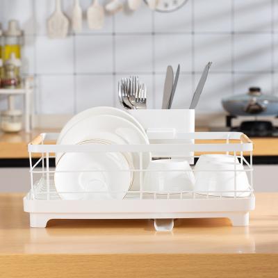 China Metal Kitchen Bowl Drying Dish Rack With Detachable Plastic Drip Tray Customized Logo for sale