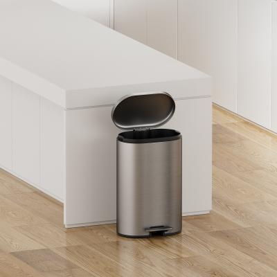 China Stylish 50 Litre Capacity Pedal Bin With Soft Close Function And rounded rectangle trash can Stainless Steel Material for sale