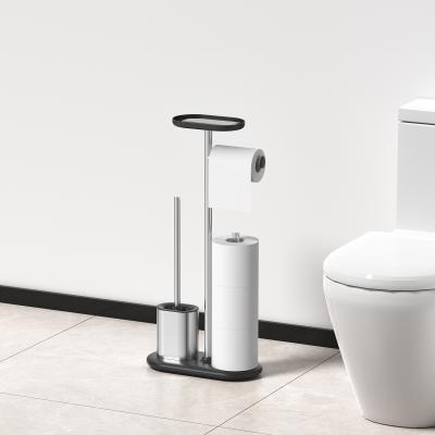 China Acero inoxidable Compacto soporte de cepillo de baño SET con TPR Cepillo y soporte de papel accesorio de baño duradero 327 * 155 * 670mm en venta