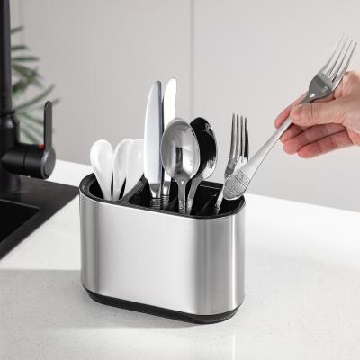 China Customized Logo Acceptable Household Stainless Steel Kitchen Utensil Holder Caddy for Sustainable and Customized Design for sale