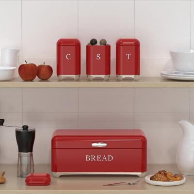 China Metal Bread Bin Set Tea Can Coffee Can Kitchen Storage Bread Containers Kitchen Organizer Can Design Style Morden Luxury for sale