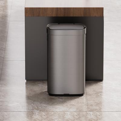 China Eco-Friendly 80L Stainless Steel Smart Sensor Trash Bin for Touchless Waste Disposal in Sustainable Office and Kitchen for sale