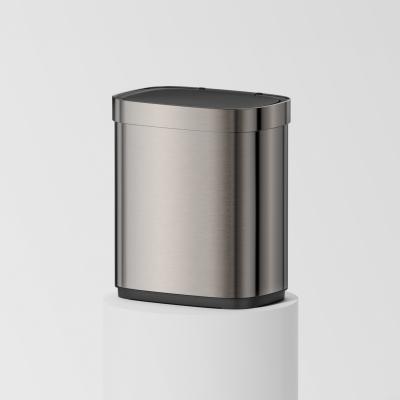 China Stainless Steel Smart Sensor Trash Can Soft Close Function Stylish Rectangle Design for Kitchen for sale