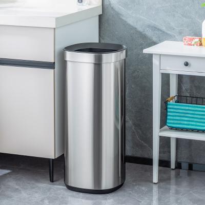 China Stylish Rectangular Stainless Steel Open Top Trash Can Without Lid for Household Storage Bucket 8L/12L/20L/30L for sale