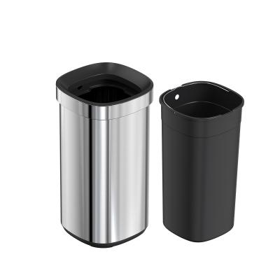 China Stainless Steel Wormhole Series Household SS Rectangle Trash Bin Without Lid Waste Bin Trash Can Customer Logo for sale