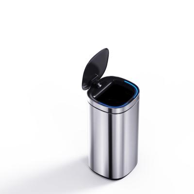 China Home Rolling Cover Type Intelligent Contactless Family Sensor Stainless Steel Dustbin Can Waterproof Automatic Smart Trash Bin for sale