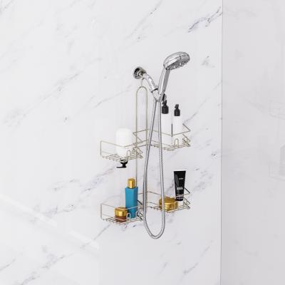 China Douche Caddy Hangende Badkamer Organisator Douche plank voor binnen Douche Geen boren Racks Over Douche Hoofd Badkamer Rack Te koop