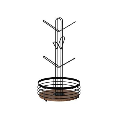 China 2 Tiers Staande Hout element Huishoudelijk Multifunctioneel Stijlvol Metalen Keuken Organisator Cup Holder Te koop