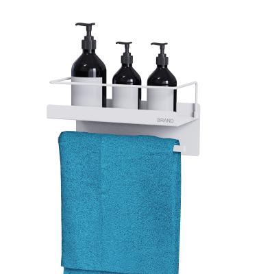 China Shower Rack With Towel Holder No Drilling Magnetic Attraction Bathroom Organizer Wall Mounted Shower Caddy for sale