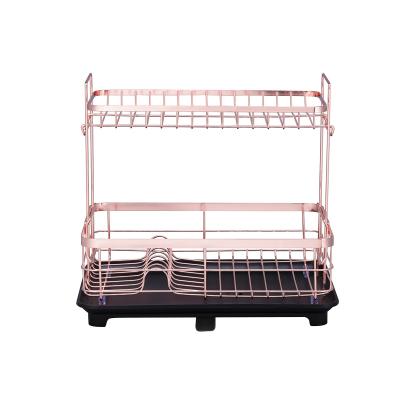 China 2 Tier Compact Dish Drainer Rack Board Met Chroom Plating Draad Voor Keuken Organisatie Te koop