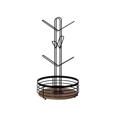 China 2 Tiers Standing Type Wood Element Household Multifunctional Stylish Metal Kitchen Organizer Cup Holder for sale