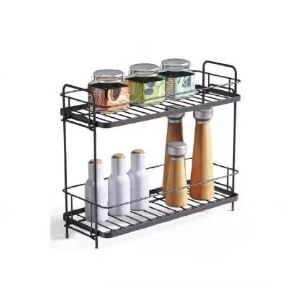 China 2 Tier Spice Rack Organiser Holder Kitchen Racks Storage Metal Rack Kitchen Counter Storage Season for sale