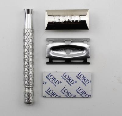 China FULL DOUBLE BLADE CHINA L122 STAINLESS STEEL EDGE ALUMINUM SAFETY RAZOR twin blade SAFETY RAZOR FOR HOME USE for sale