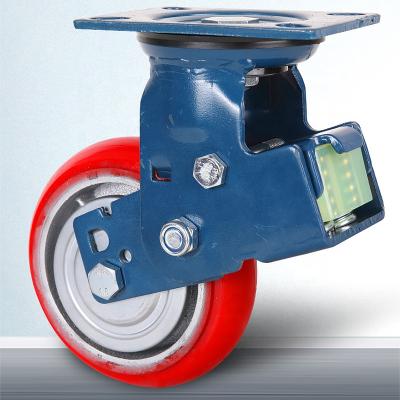 China Super Heavy Duty 8inch 500kg Rigid Load Iron Core Spring Shock Absorber Caster Wheel Factory Supply for sale