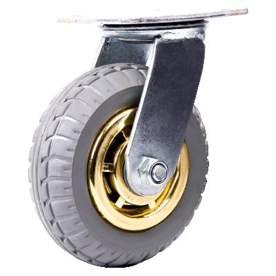 China Industry Rigid Heavy Duty Dustbin Casters Wheels Gray High Elastic Gray Rubber Pneumatic Caster for sale