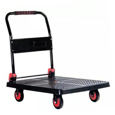 China Durable Heavy Duty Platform Hand Trucks Industrial Mute Foldable Push Cart Blank Plastic Platform Hand Cart Hand Cart for sale