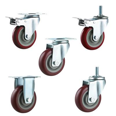 China 4 Inch Rigid Medium Duty Flat Top PVC Threaded Stem TPR Casters High Elastic Nylon Caster Rubber Wheel for sale