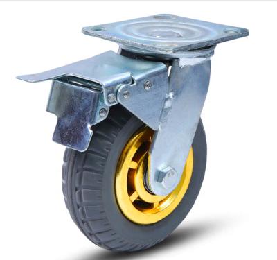 China 8 Inch 500kg Rigid Heavy Duty Industry Casters Pneumatic Heavy Duty Wheels Gray High Elastic Rubber Casters for sale