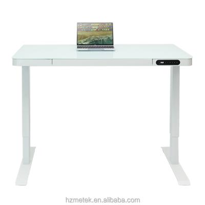 China Double Electric Motor Glass Top Height Adjustable Working Computer Desk (Height) Standing Desk With Drawer for sale