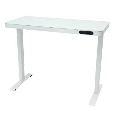 China Electric Height Adjustable (Height) Glass Desk For Computer Standing Adjustable Desk With Drawer for sale