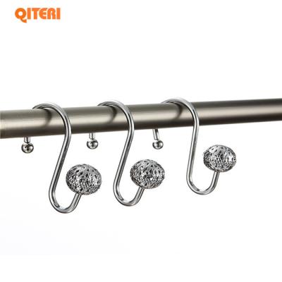 China Sustainable Shower Curtain Hooks Rings , Polished Chrome Metal Bathroom Shower Curtain Hooks for sale