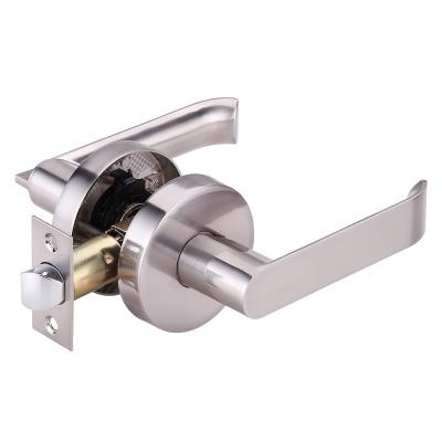 China Modern Square Stainless Steel Tube Mirror Polished Finish Entry Interior Square Rosette Lever Door Handle Lock for sale