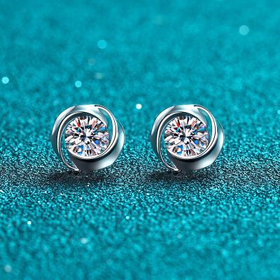 China Vintage Hot selling 925 sterling silver women's whirlwind earrings 0.3ct0.5ct wrapped with moissanite earrings for sale