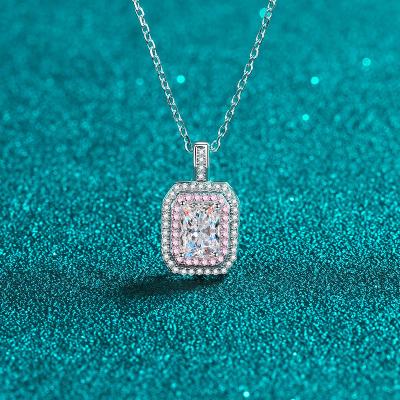 China 925 Sterling Silver Advanced Fashion Jewelry 925 Sterling Silver Women's Moissanite Simple Pendant Necklace for sale