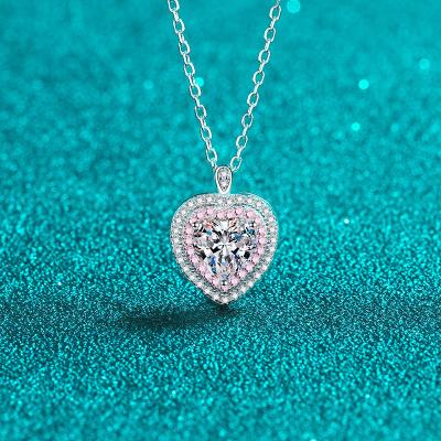 China 925 Sterling Silver 925 Sterling Silver Fashion Jewelry Ornaments Women's Advanced Simple Heart Moissanite Necklace for sale