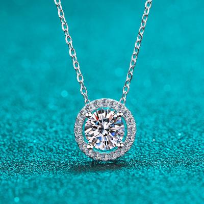 China Luxurious 925 Sterling Silver Moissanite Women's Fashion Jewelry Round Bag Simple Pendant Necklace for sale