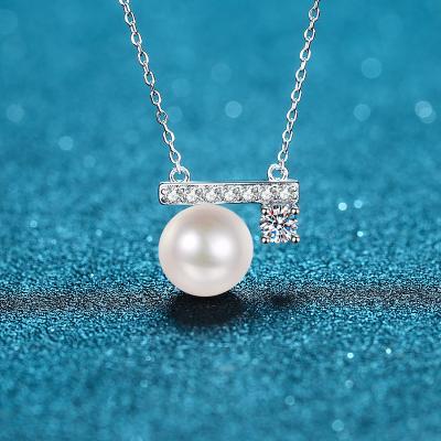 China 925 Sterling Silver Women's 925 Sterling Silver Pendant Pearl Moissanite Necklace Fashion Jewelry Necklaces for sale