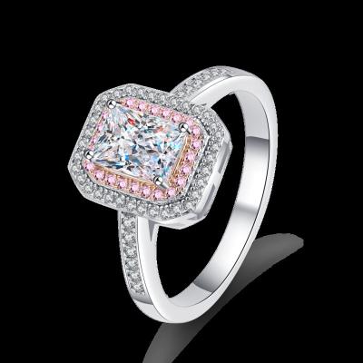 China Wedding 925 Sterling silver for girls Jewelry pt950 Gold ring Pink wedding Mossan ring for sale