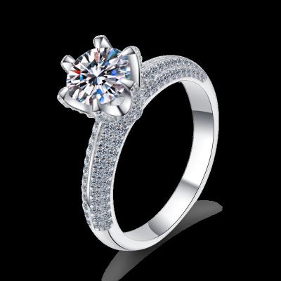 China Wedding S925 Sterling Silver Fashion Jewelry Wedding Women's PT950 Gold Ring Mosang Diamond Ring for sale