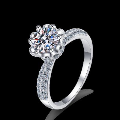 China Wedding Super Deluxe 925 sterling silver plated pt950 Gold Ring for women Mosan diamond ring for women for sale