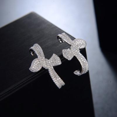 China CLASSIC Wholesale Women's Fashion Bow Personalized 925 Sterling Silver Inlaid Zircon Earrings for sale