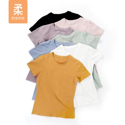 China Breathable High Quality Durable Wearing Woman Cotton Short Sleeve T-Shirt for sale