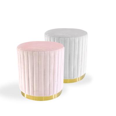 China Lightweight Modern Velvet Fabric Stool Vanity Stool Round Stool Pouf for sale